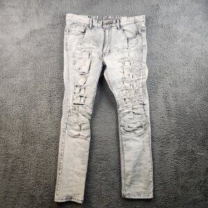 Smoke Rise Men's Jeans Size 36x32 Slim Fit Skinny Streetwear Stacked Distressed